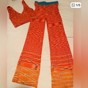 STAUD Orange Knit Wide Leg Pants only!!